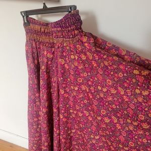 Silk foral pink and purple wide leg pants made in India